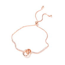 China joyería ajustable oro rosa material de cobre circonita cúbica pulsera de cristal mujer caja cadena joyería de moda